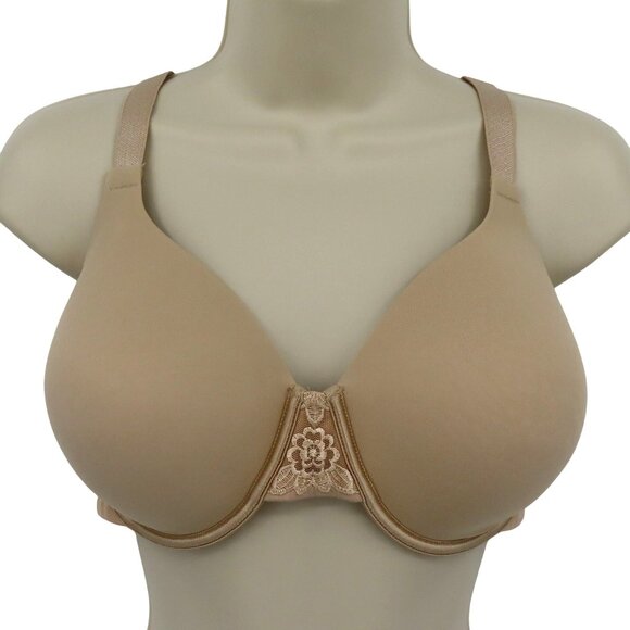 Vanity Fair 38D Bra Beauty Back Full Figure Underwire Minimizer Beige Lined - Picture 1 of 12